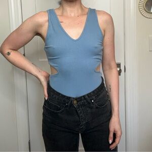 AE Baby Blue Ribbed Cut Out Bodysuit